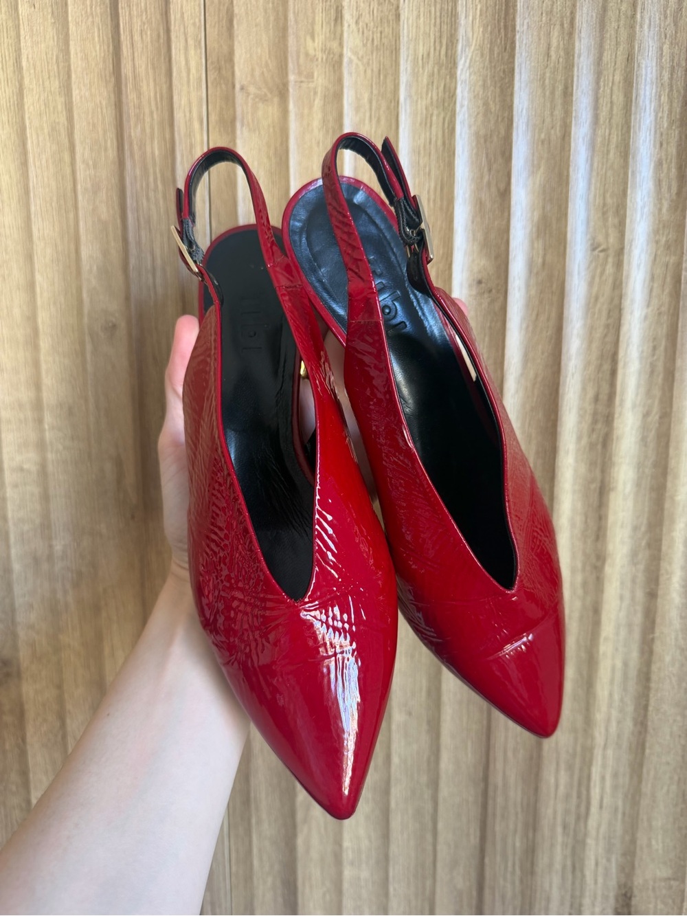 TIBI Red Slingback Kitten Heel Shoes - Picture 3 of 8